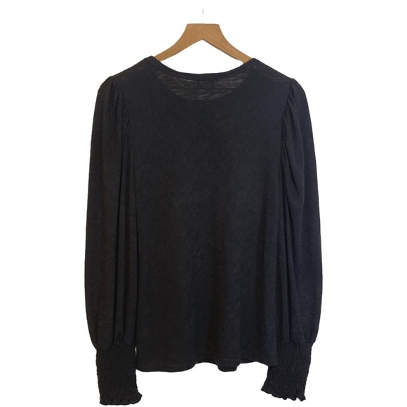 Kylie Paige Soft Black Long-sleeve Sweater with Smocking at Wrists Size M - Picture 2 of 11